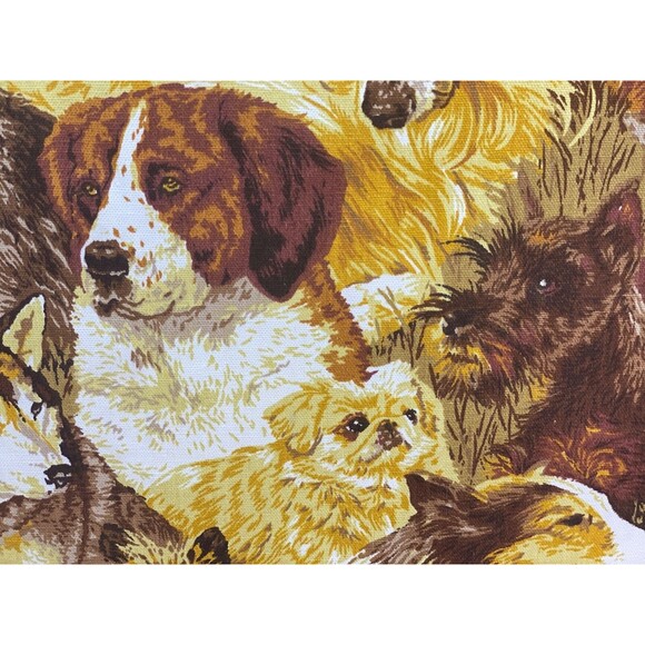Dogs Home Decor Fabric 36"x 45" Craft Drapery Screen Print Brown Gold Novelty - Picture 9 of 14